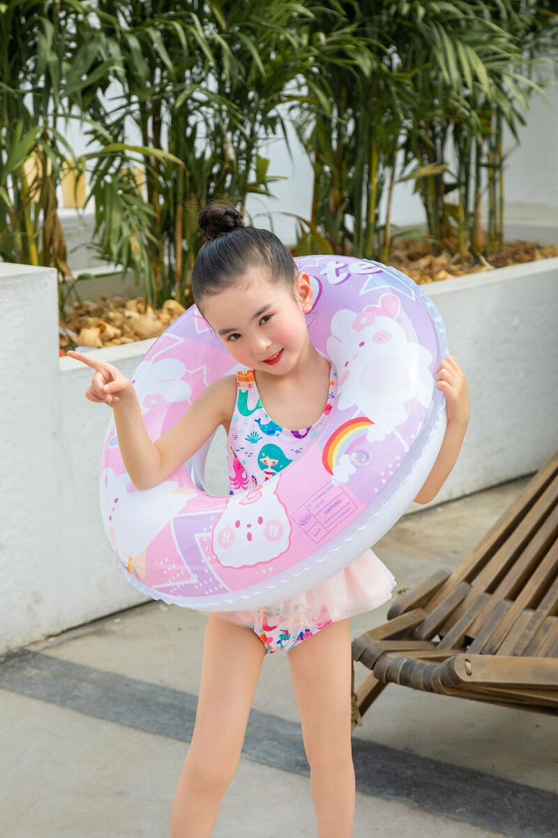 儿童游泳圈岁小兔子加厚充气卡通可爱粉色兔子宇航员太空人泳圈腋下圈