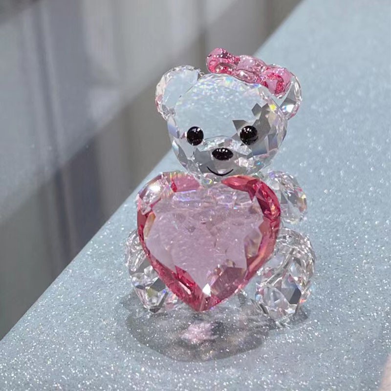 swarovski施华洛世奇仿水晶摆件kris小熊车摆收藏礼物送女友儿童生日