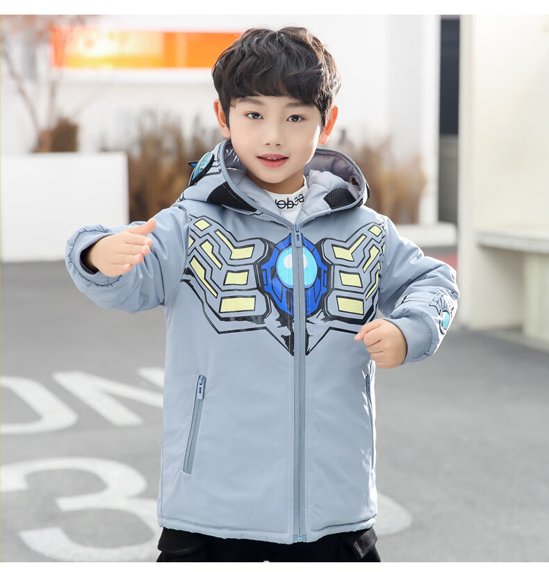 奥特曼羽绒服男孩洋气赛罗连帽儿童加厚冬季蜘蛛侠衣服男童外套 迪迦