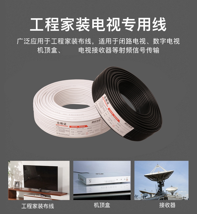 高清闭路电视线sywv755数字有线电视线机顶盒射频线户户通电视线白色