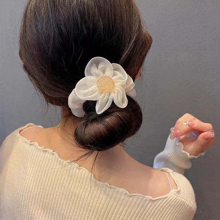 韩版少女感大肠发圈头绳皮筋女头花 圆球满钻发圈咖色(一包5条)【图片