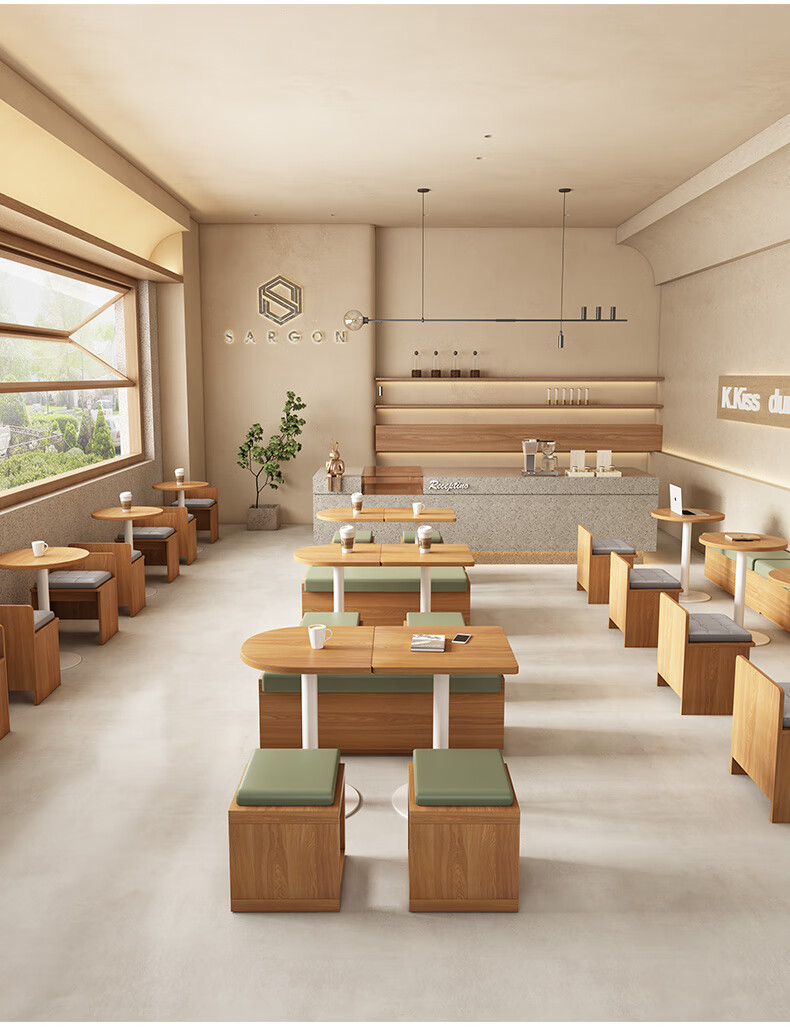 友木时光(youmutime) 奶油风餐厅餐饮休闲书吧洽谈桌椅咖啡厅奶茶店