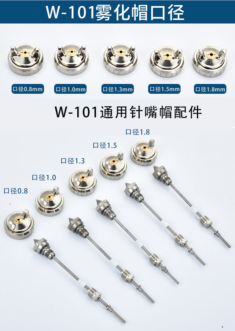 实岩喷枪w71w77w101喷漆枪配件枪针枪嘴枪冒三件套w71撞针雾化冒风帽