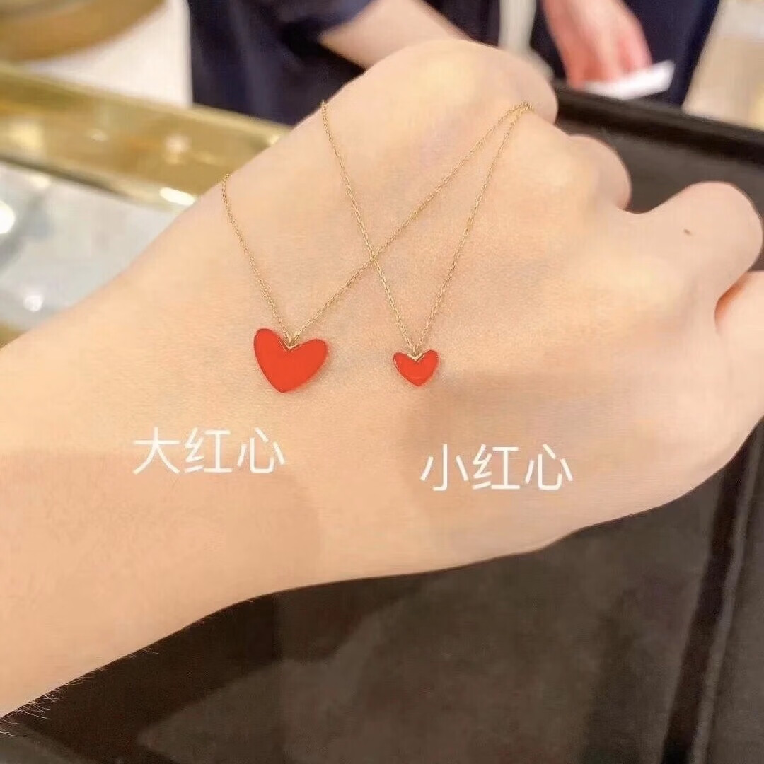 凭霄ahkah小红心日本ahkah小红心项链女纯银18k黄金轻奢小众爱心桃