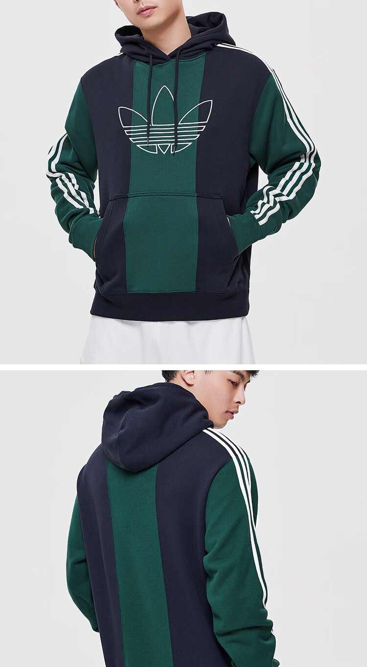 阿迪达斯adidas三叶草新款运动服男logo款休闲卫衣dt7963dt7964黑2xl