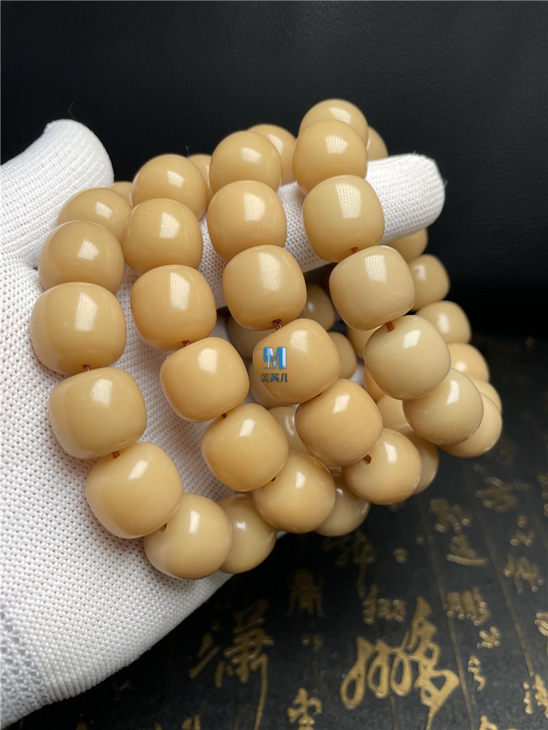 大青提菩提缅甸原籽菩提根大青提菩提子黄绿色老型桶珠手串奶黄奶绿
