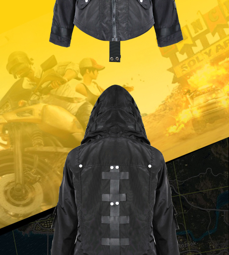 绝地求生刺场连帽黑白夹克外套男女学生儿童吃鸡风衣2019 绝地求生