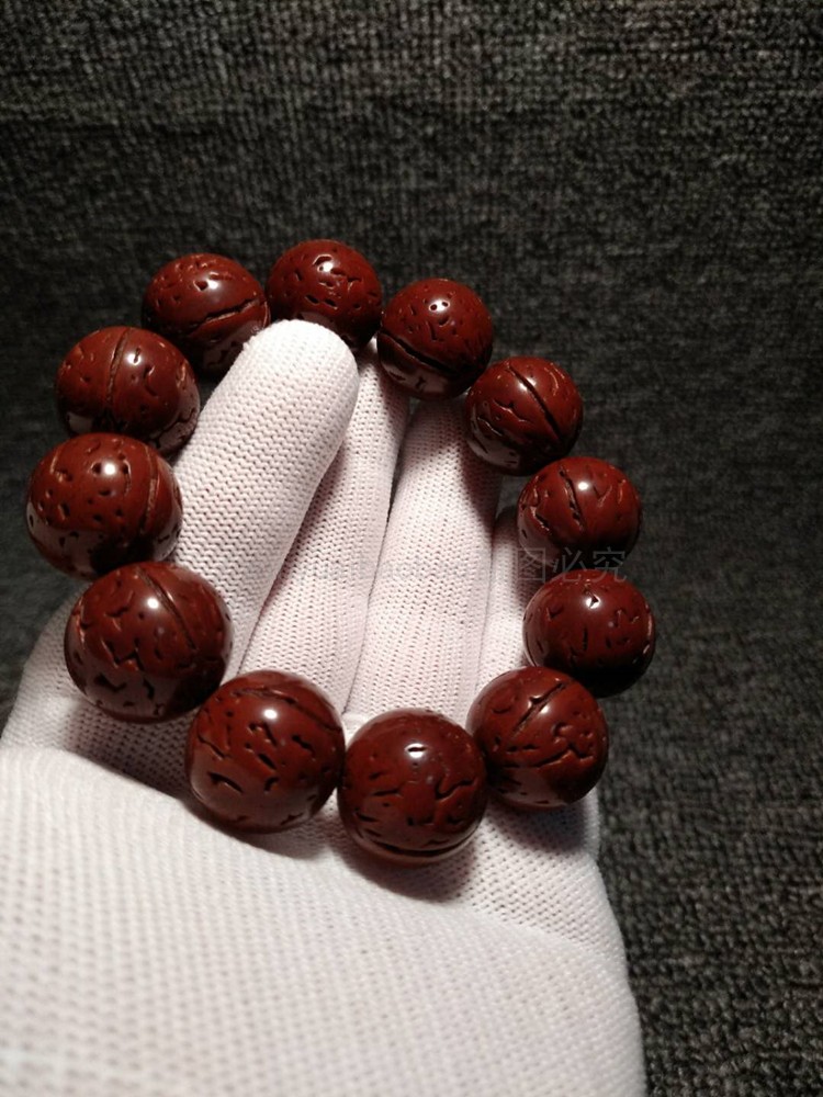 hadassah桃核光珠手串野生脑纹桃核密纹纯手工打磨正圆光珠手持文玩