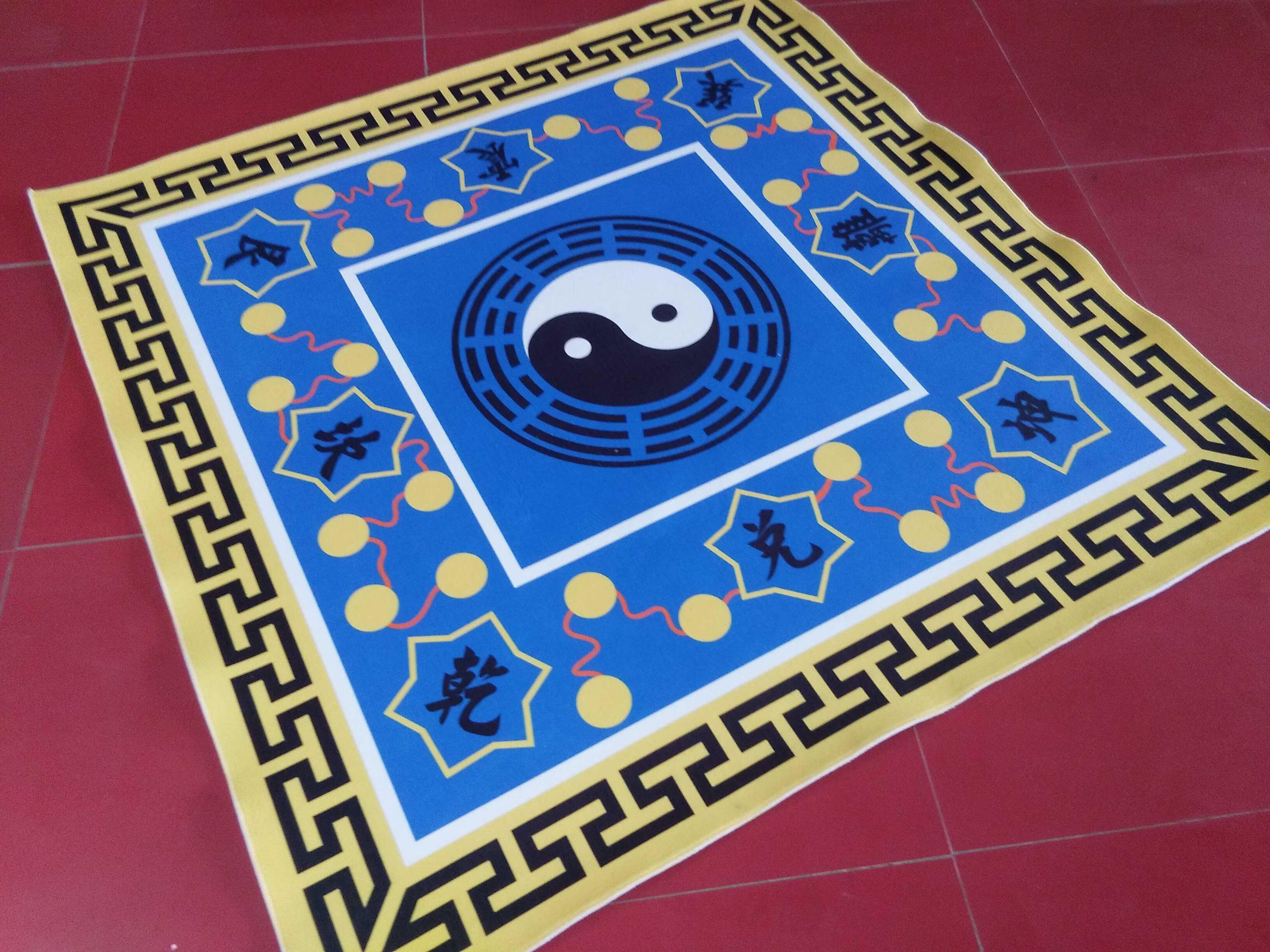 卓尔曼道教罡毯太极八卦图地毯练功垫步罡踏斗毯佛堂地毯朝拜桔红色