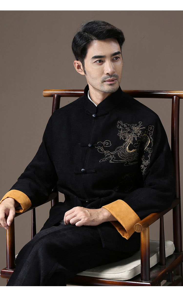 唐袭世家唐装男中老年秋冬季加厚长袖外套中式汉服大码爸爸宴会装生日