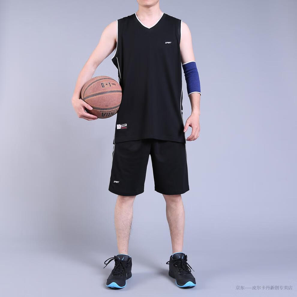 两件装皮尔卡丹纯棉无袖运动套装男士健身跑步宽松背心短裤速干透气