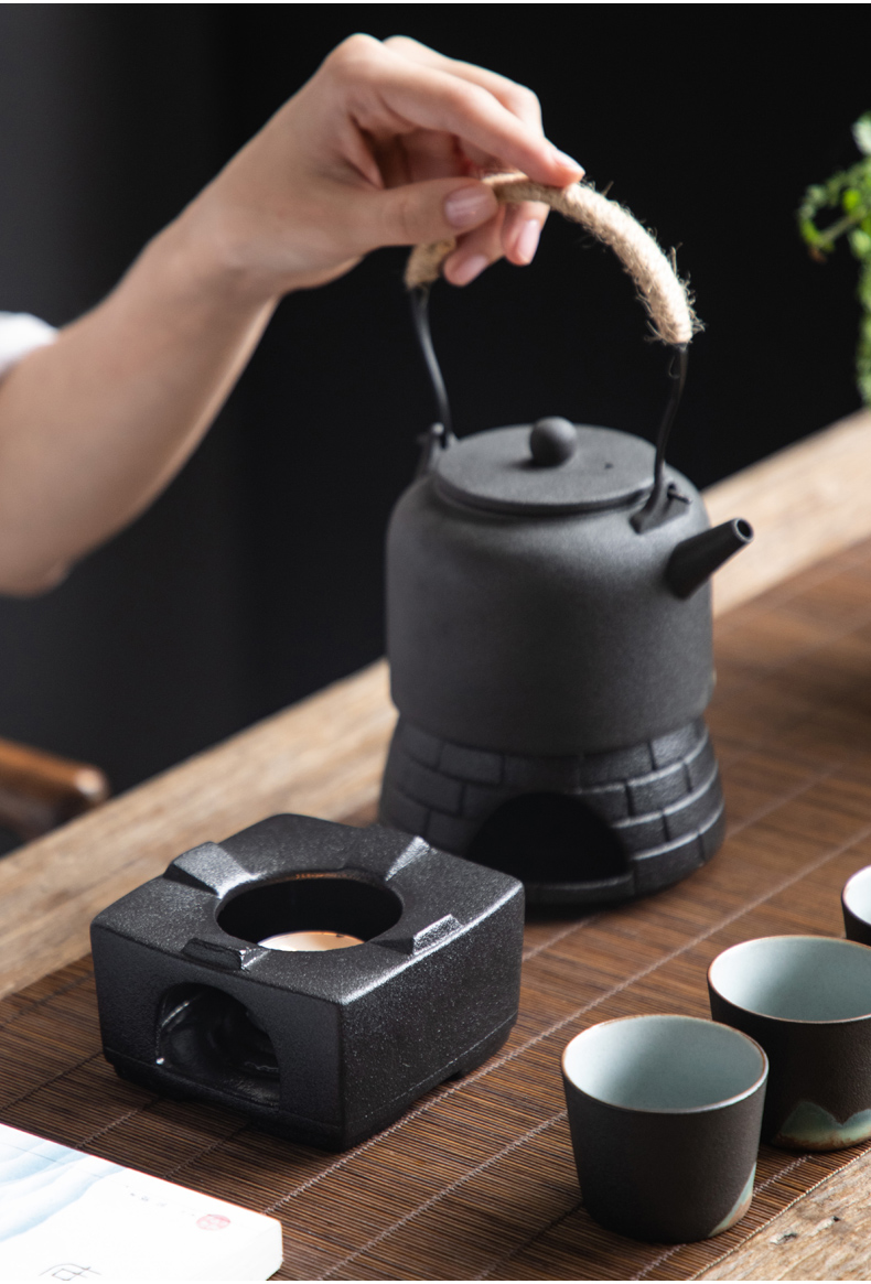 古德窑茶壶加热底座蜡烛温茶器煮茶炉粗陶功夫茶具配件日式陶瓷煮茶台