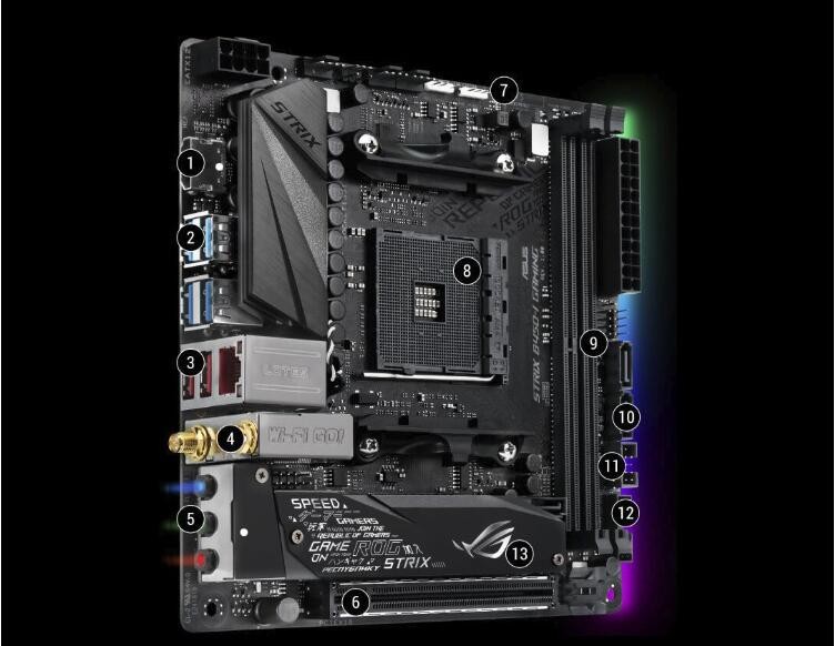 华硕asusrogstrixb450igaming猛禽主板miniitx电竞主板