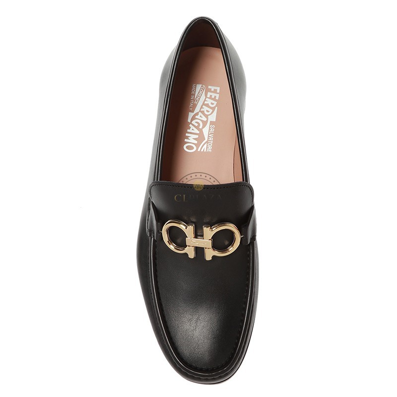 七夕情人节礼物ferragamo菲拉格慕男鞋黑色经典小牛皮马蹄扣皮鞋乐福