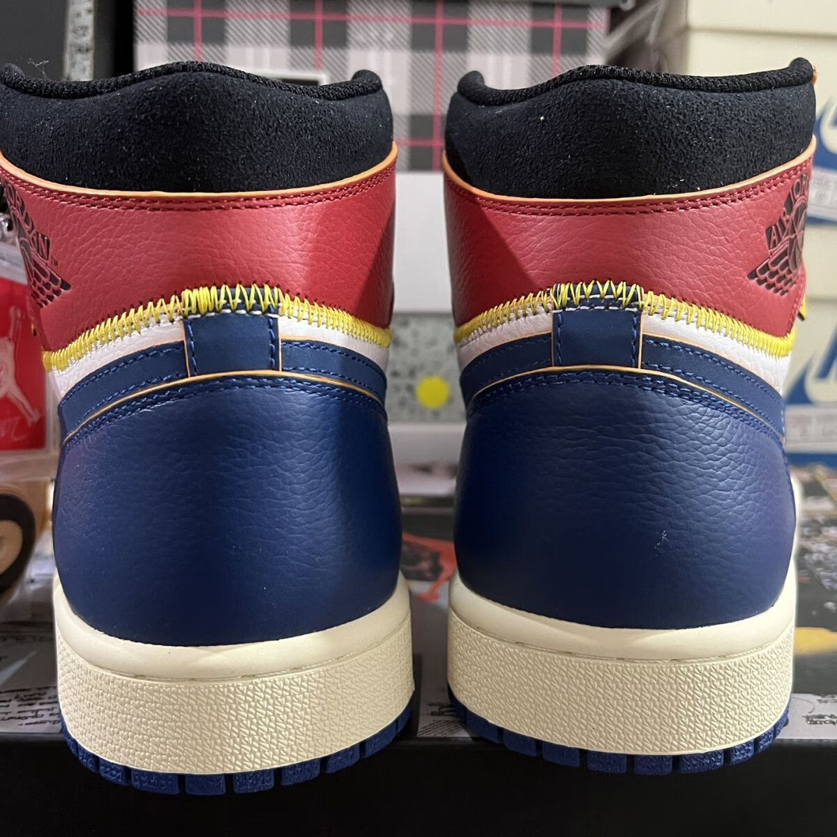 【官方自营旗舰】air 乔1 aj1 union蓝红黑 风暴蓝 拼接高帮运动鞋 bv