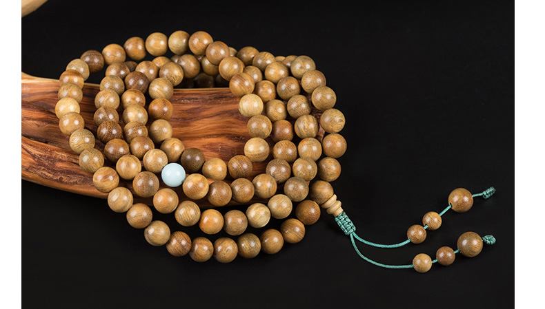 陶木缘 绿檀香手链男女款檀香手串108颗佛珠手把件打磨 清芷8mm情侣