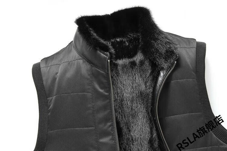 进口貂皮大衣坎肩海宁皮草整貂马甲水貂背心男装短款双面层冬上衣