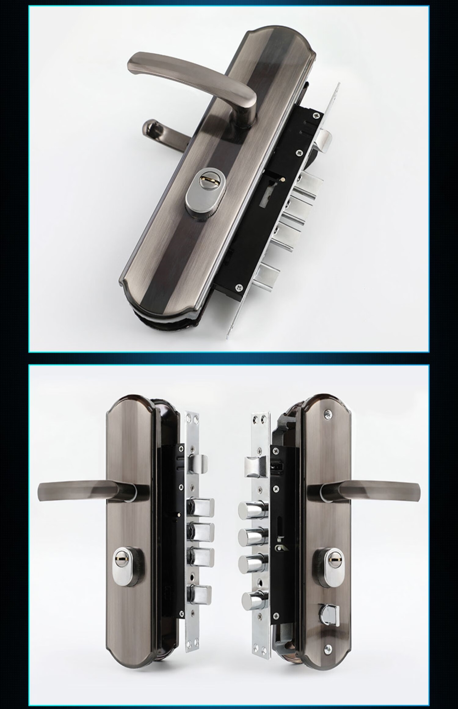 防盗门门锁家用通用型门把手上提反锁大门锁具套装室内铁门房门锁 13