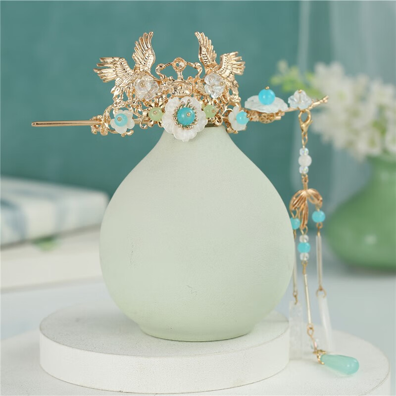 女童汉服凤冠儿童小发冠古风流苏步摇公主头饰发簪子古装发簪演出配饰