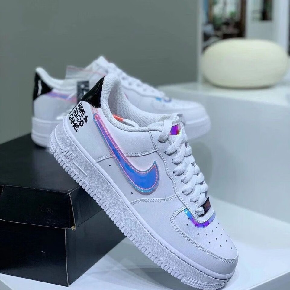 【官方旗舰】af1 空军一号王源同款电玩像素男鞋女鞋白炫彩镭射休闲鞋