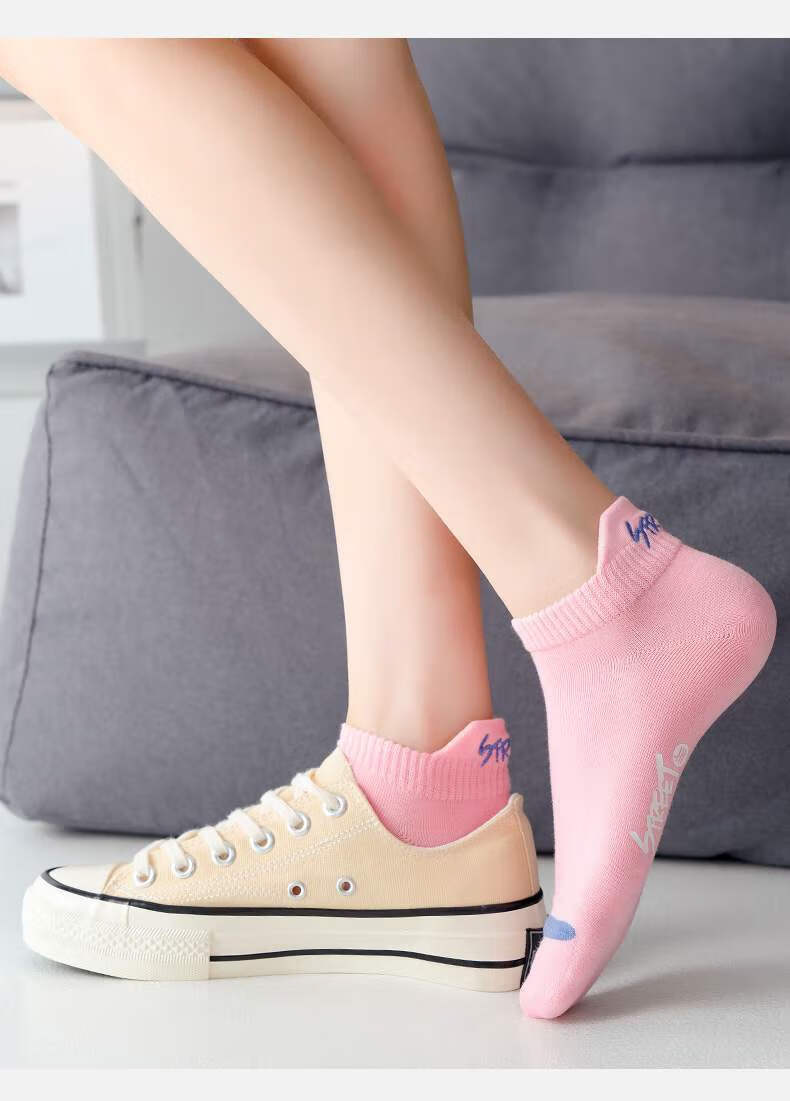 短袜子女提耳夏季女装跑步运动羽毛球大童防 随机发