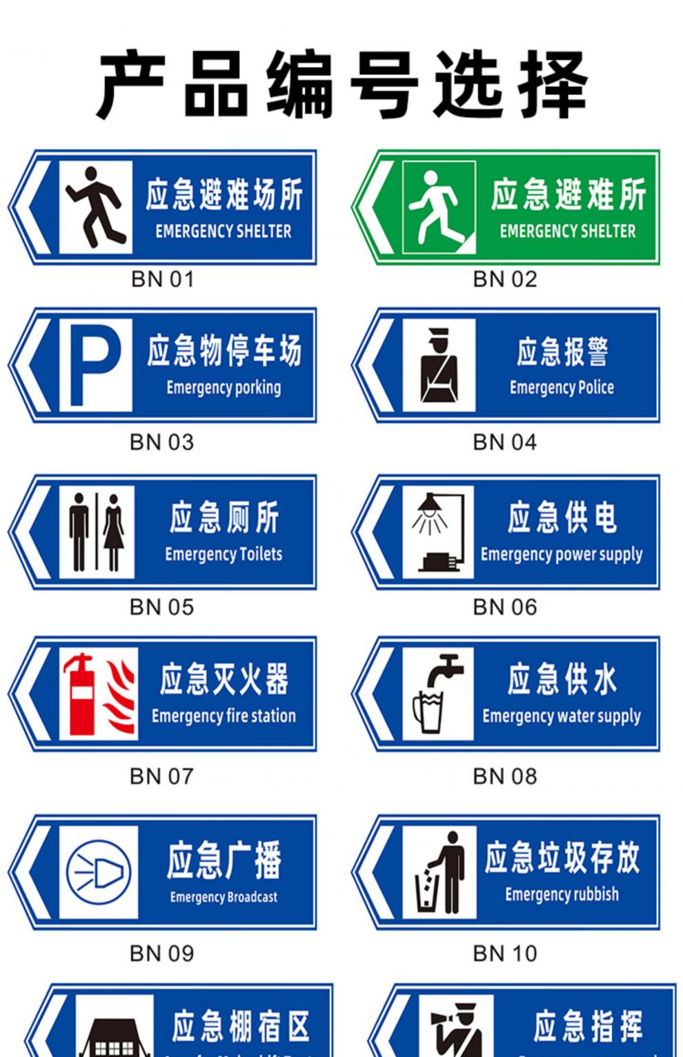 应急避难场所全套指示牌箭头导向牌供水厕所防示牌室外定制 应急避难