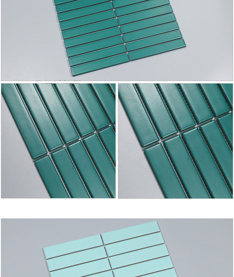 华欣硕 陶瓷长条马赛克黑白灰圆柱条形瓷砖现代厨房阳台卫生间浴室内