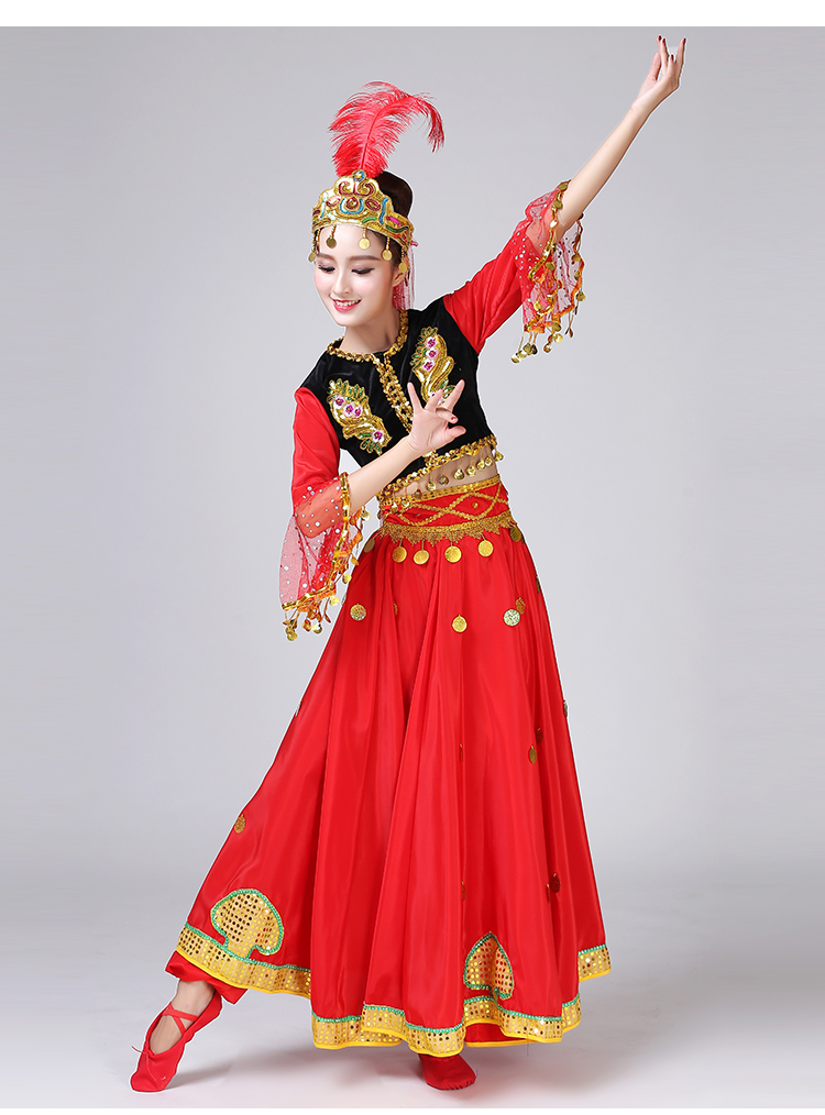 【新款】跳舞穿的新疆维吾尔族表演服舞蹈演出服女民族服装 头饰 上衣