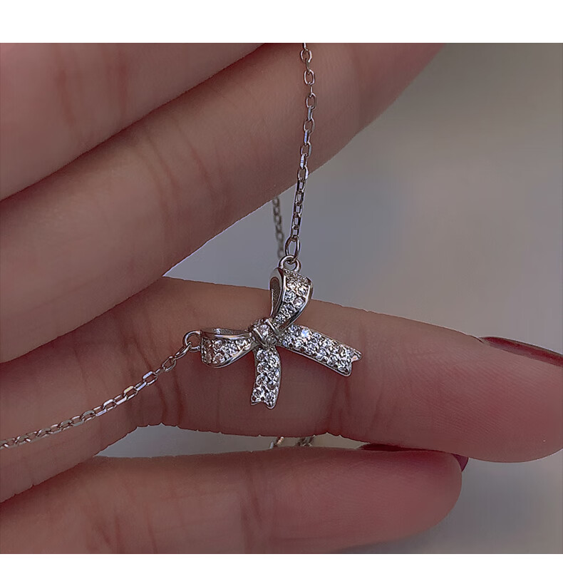 正品pt950铂金蝴蝶结项链女钻石锁骨链送情人节礼物普隆北斗七星铂金