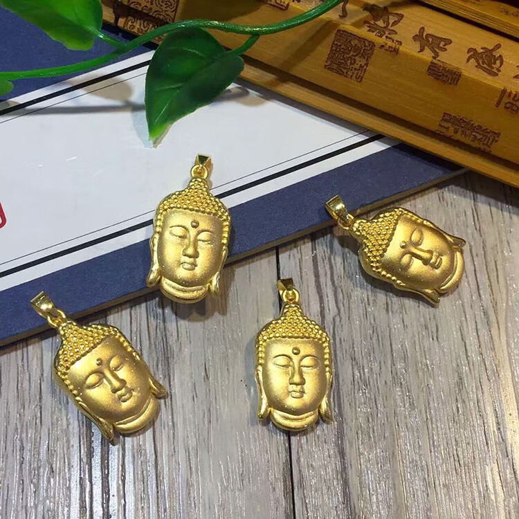 老鳯祥云同款3d硬金黄金双面佛头吊坠999足金 经典女款佛挂件 吊坠