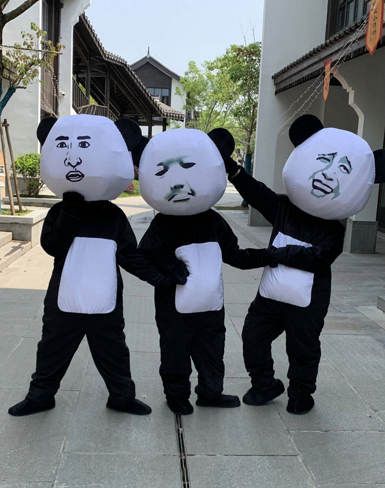 时尚家居熊猫头表情包同款卡通人偶服装魔性搞笑网红熊猫玩偶道具服装