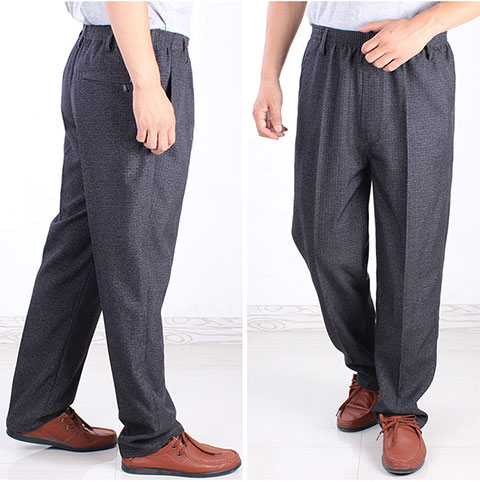 淑离(shuli)老人裤子男宽松爷爷长裤休闲西裤春秋中老年男裤松紧腰