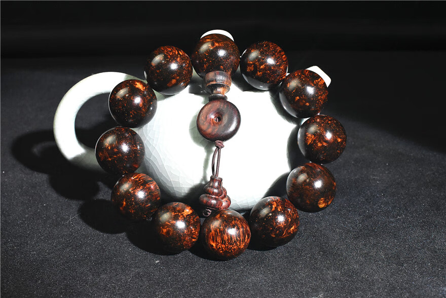 老挝黄花梨手串老料芝麻纹20mm男女手链拍卖