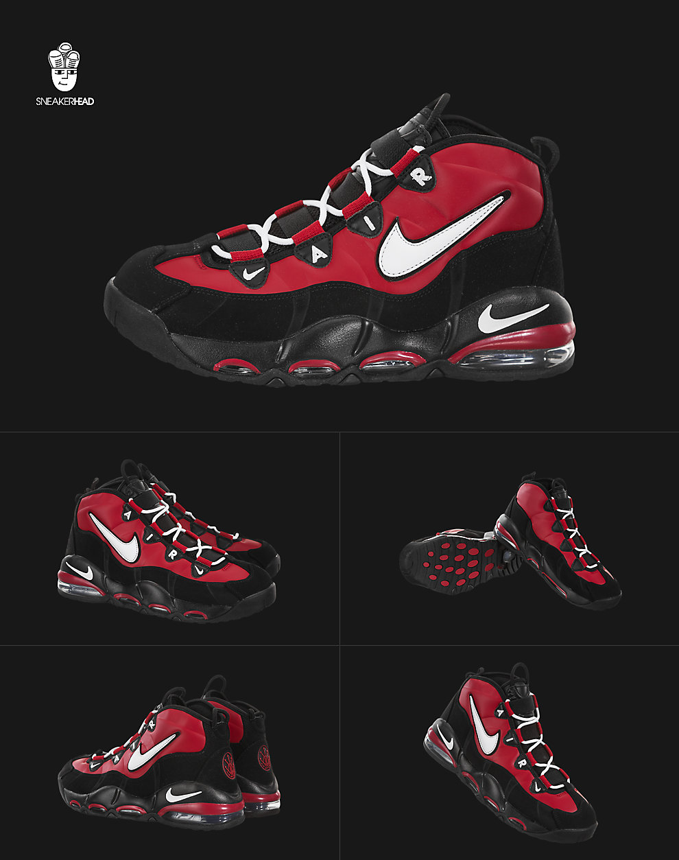 nike air max uptempo 95 耐克男子篮球鞋 皮蓬黑红战靴 公牛配色 ck