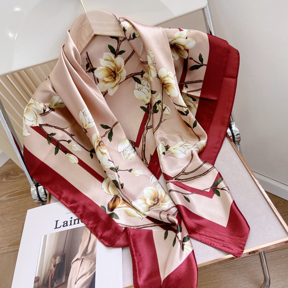 纱巾妈妈杭州丝绸妈妈丝巾夏女士90大方巾薄款装饰百搭小围巾纱巾乌