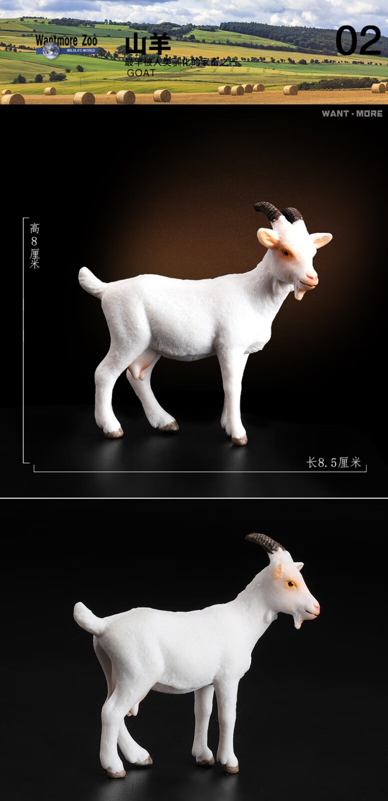 仿真山羊模型绵羊藏羚羊羊驼野生动物模型仿真小羊玩具儿童认知玩具