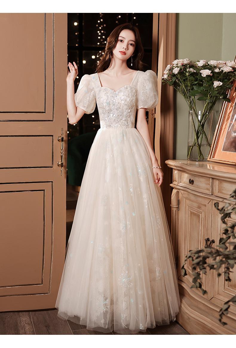 香槟白色晚礼服裙女小个子宴会气质轻奢小众高端感夏季仙气洋生日礼