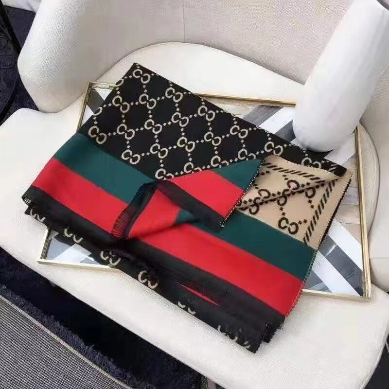 mikekouermk韩版同款cc提花双面围巾针织仿羊绒格子厚款保暖网红视频