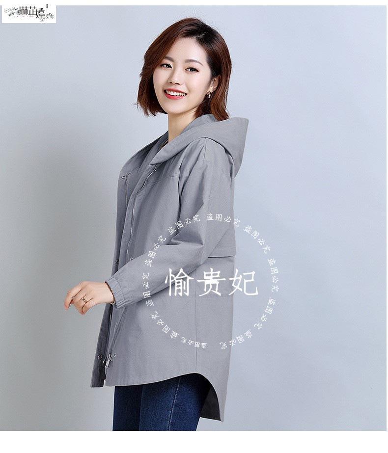 女风衣中款秋衣女外套韩版风衣宽松休闲女士上衣19年秋季新款中长款棉