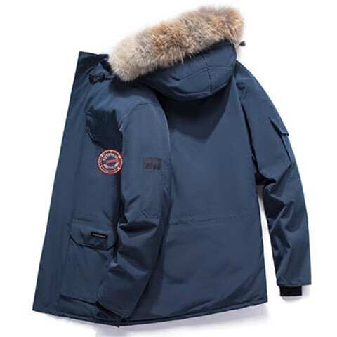 海外高端加大加厚鹅冬季08远征狼毛羽绒服男女同款情侣中长款外套