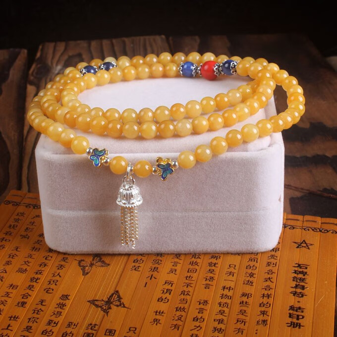 缘诗芸老料橘子石手链蓝绒晶石碑护身 单圈直径6毫米【图片 价格 品牌