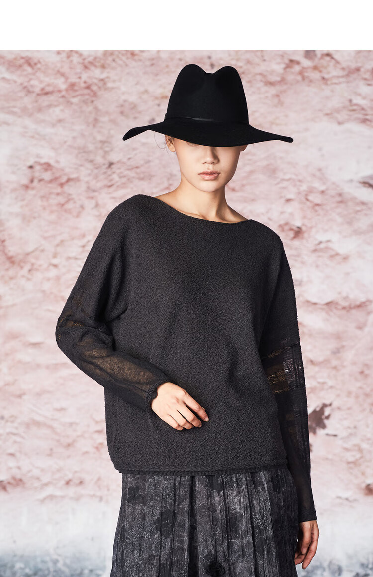 达衣岩简洁罩衫温柔套头衫2021秋季新款打底上衣短款外穿针织衫女极地