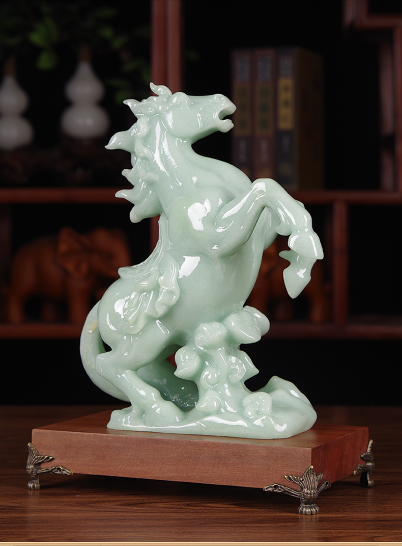 星雨阁成功马摆件玉石马工艺品送客户升迁礼品办公室老板桌装饰 小号