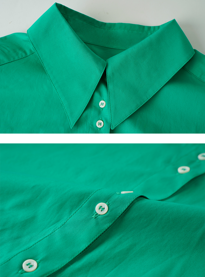 the sea life欧海一生经典小翻领衬衫女2022夏清爽简约上衣q2725 松石