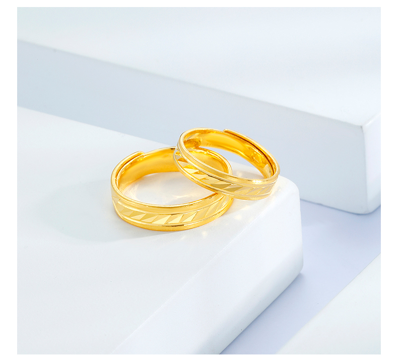 金至尊保价618黄金戒指情侣对戒余生999足金婚戒男女款活口按克计价男