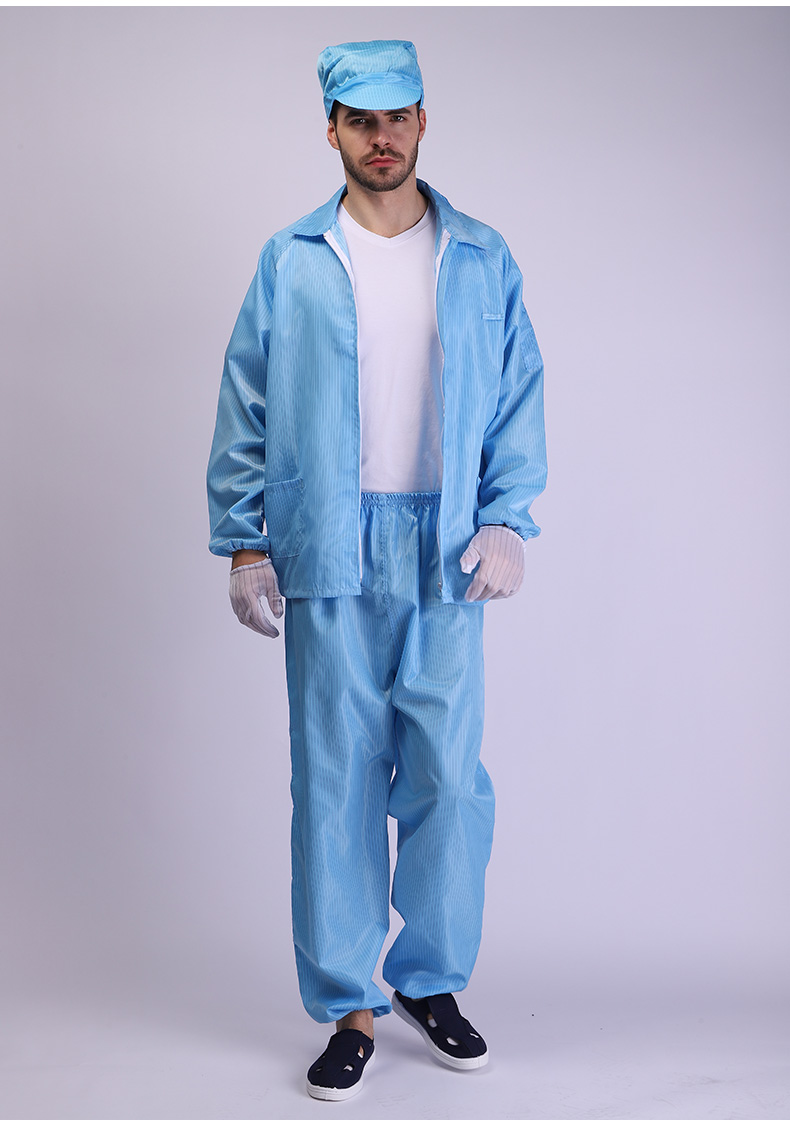 无尘服分体工装外套上班静电衣无尘服分体蓝白男短款上衣食品厂富士康