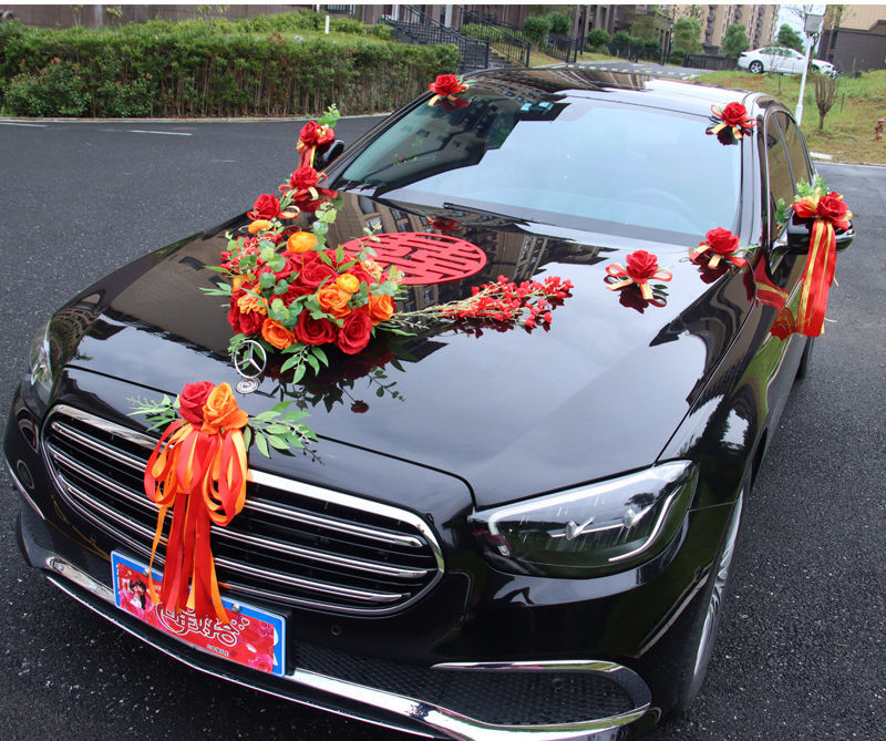 鲜花 婚庆鲜花 芊阙 轻奢芊阙中国风主婚车装饰车头花全套布置套装