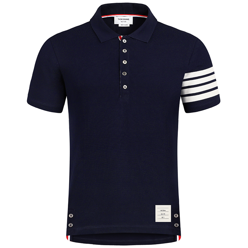 夏季tb短袖 条纹翻领polo衫商务休闲男装t恤 黑色1973 0品牌: 汤姆