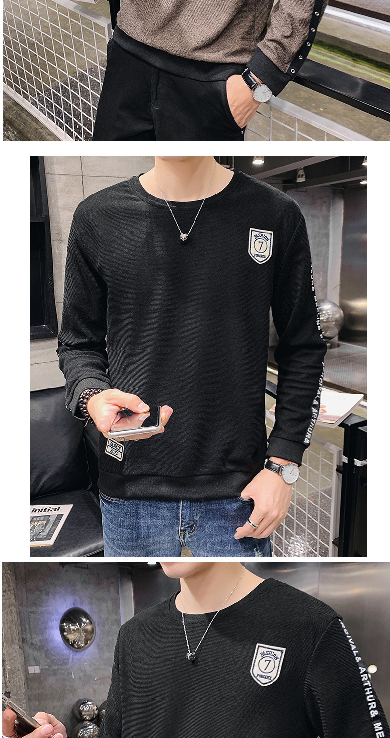 cartelo男 t恤长袖t恤男士韩版潮流圆领体恤秋季上衣2019新款衣服男