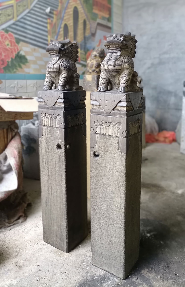 青石雕拴马桩石狮子貔貅麒麟吸水四神兽栓柱仿古做旧摆件庭院定制青石